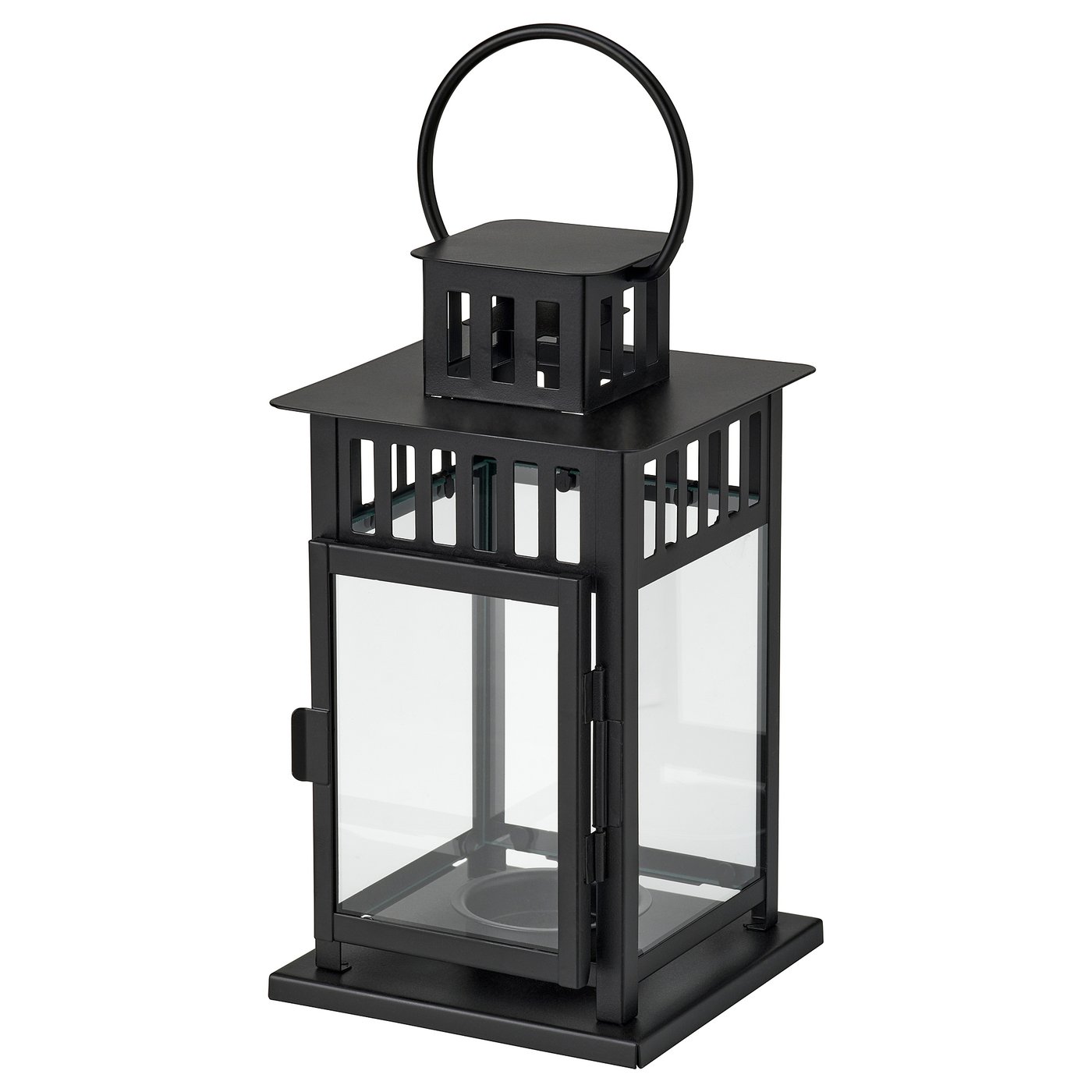 IKEA BORRBY lykta för värmeljus, inom-/utomhus svart, 20 cm