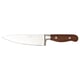 Variant: En BRILJERA damaskus kniv i rostfritt stål med trähandtag. Den har ett vasst, böjt blad och en robust design.