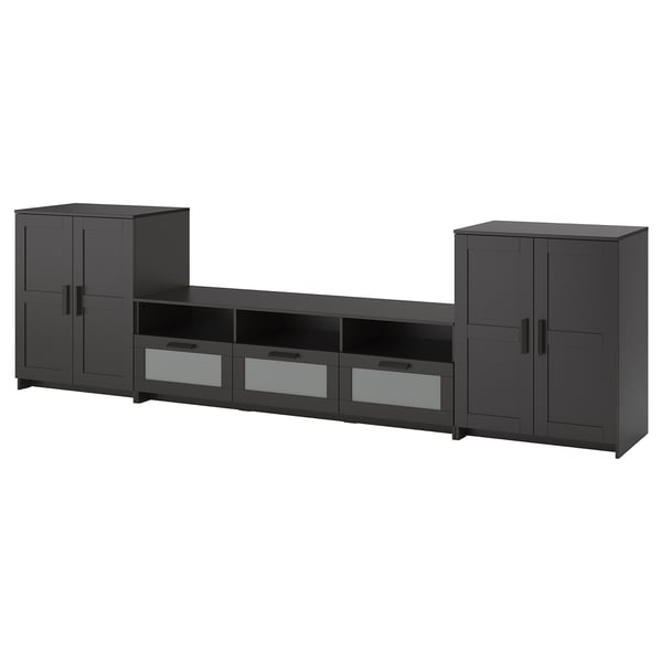 BRIMNES Tv-möbel, kombination - svart 336x41x95 cm