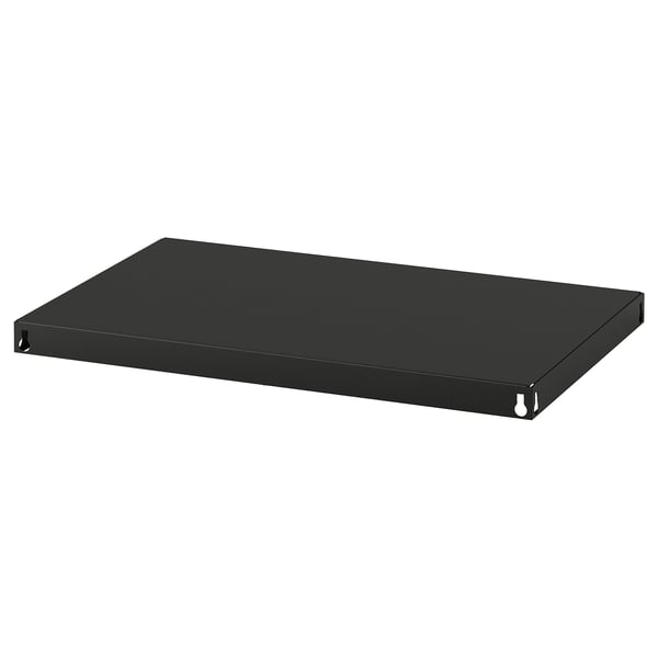 Svart hylla BROR, rektangulär, tunn, robust, metall.