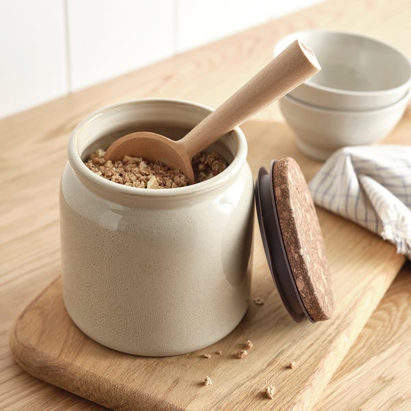 BRUGDHAJ Burk med lock, beige, 1.9 l