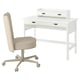 BRYTNING Skrivbord och stol, vit/beige, 110x53 cm