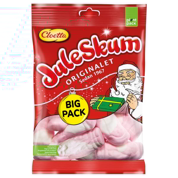 Cloetta juleskum julgodispåse, passar till 150 tecken.