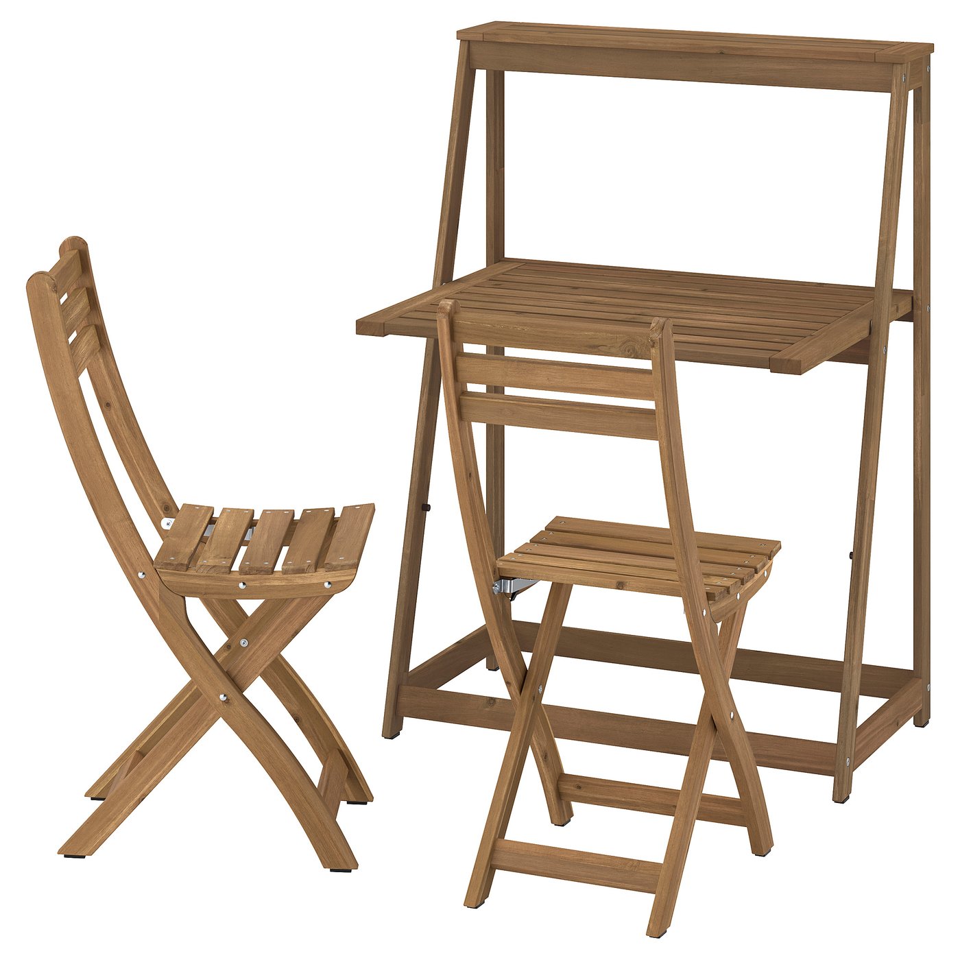 IKEA DJUPÖN / ASKHOLMEN bord och 2 klappstolar, utomhus hopfällbar/brun mörkbrun