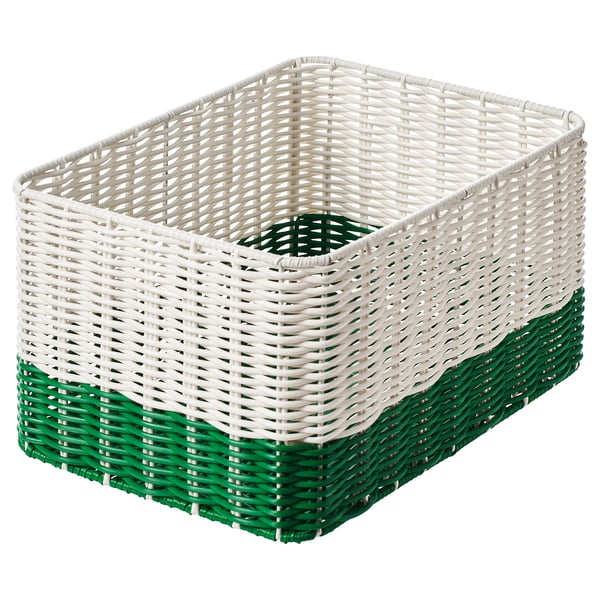 DJURTRÄNARE Korg - vit/grön 25x35x19 cm