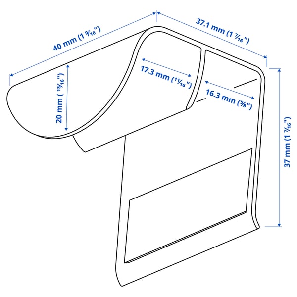 Illustration med mått för produkten: DRAGSMARK.