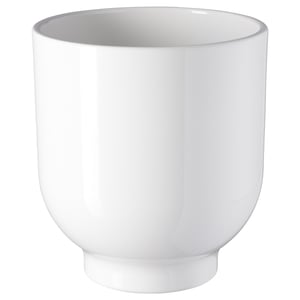 DRÖMSK vit keramisk kruka. Rund, slät design. Perfekt för heminredning.