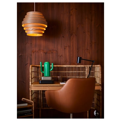 DYKARKLOCKA / HAVSDJUP Taklampa, vitlaserad ekfaner/vit, 40 cm