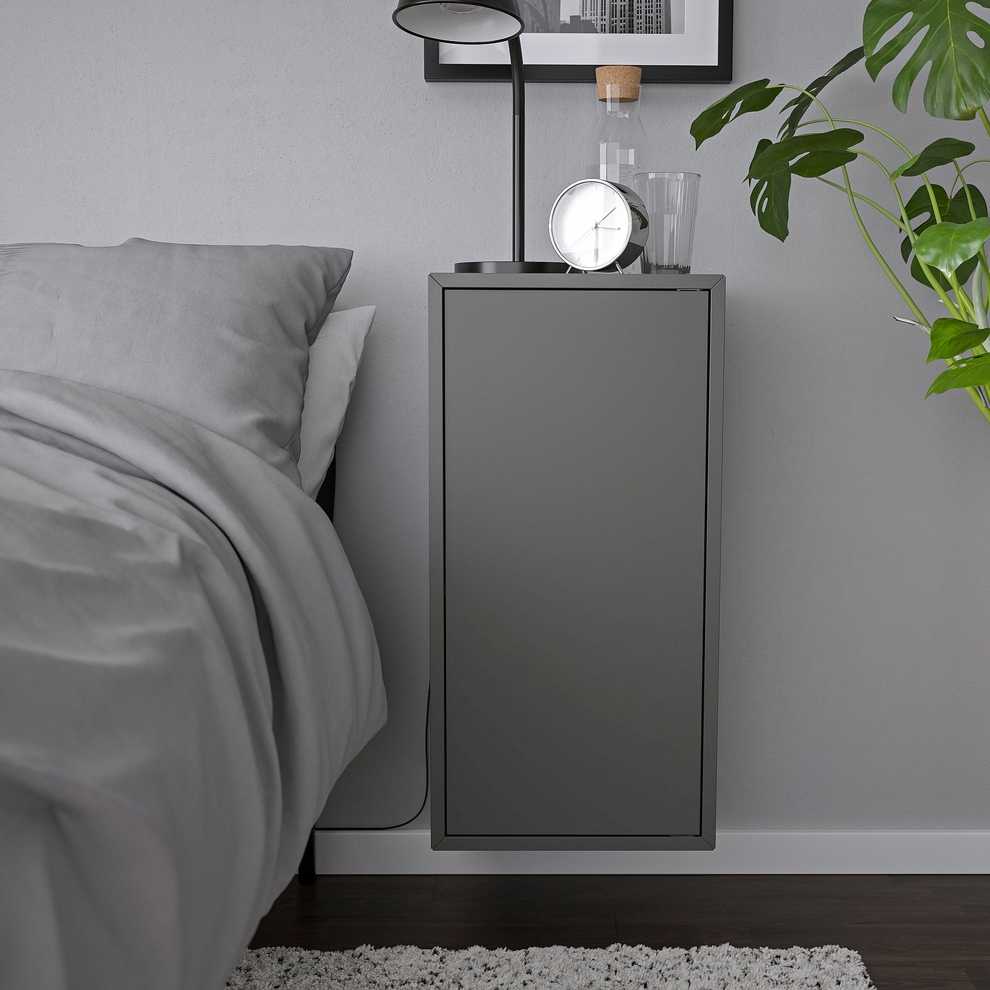 IKEA EKET väggsk m 1 hyllpl/dr, mörkgrå, 35x35x70 cm