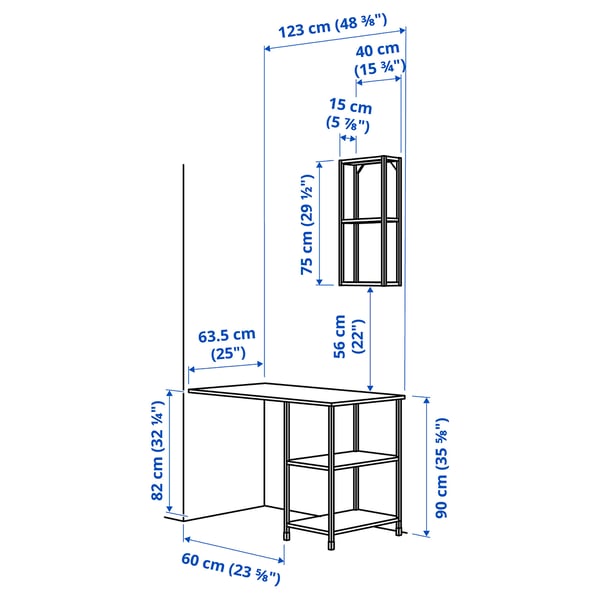 Illustration med mått för produkten: ENHET.
