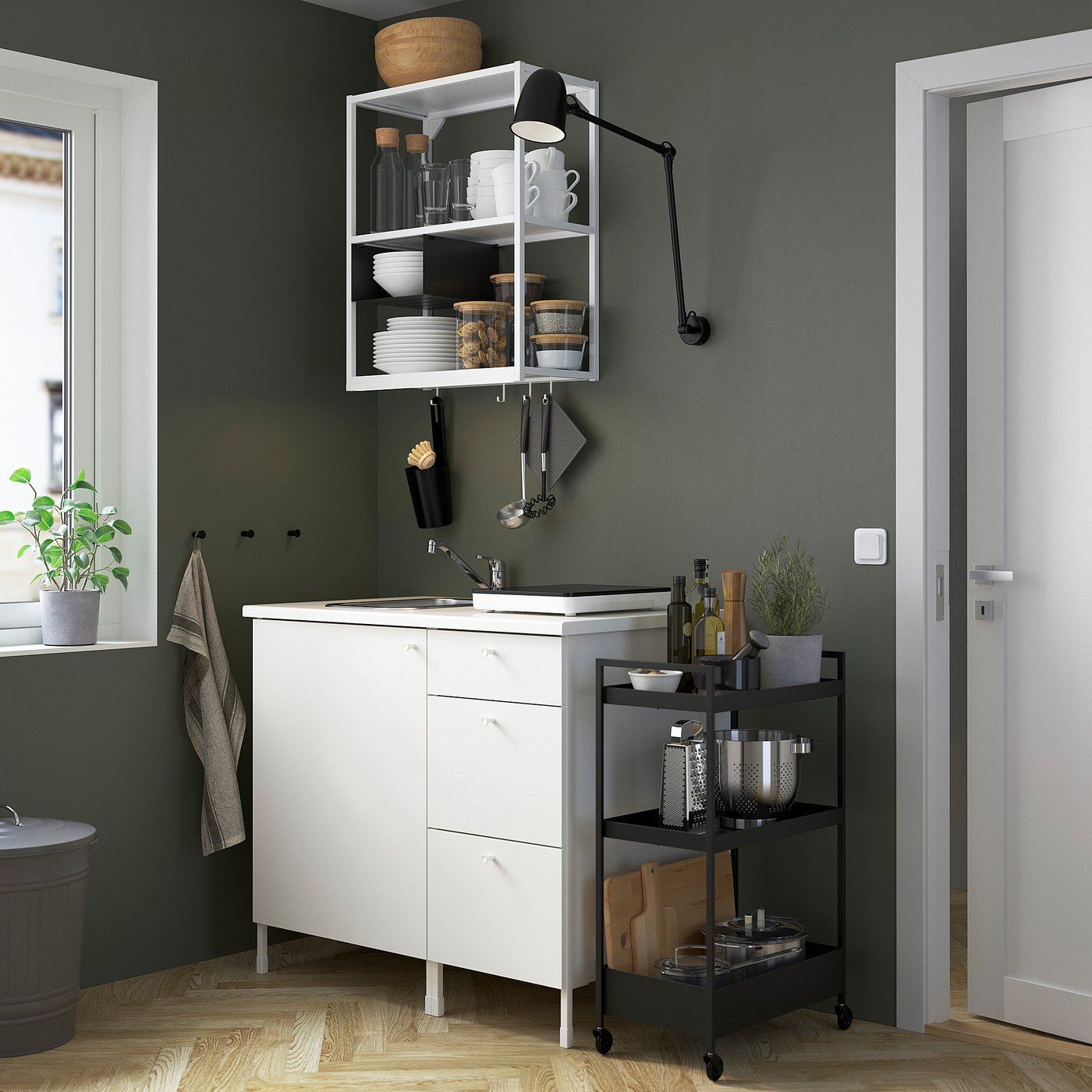 IKEA ENHET kök, vit, 103x63.5x222 cm