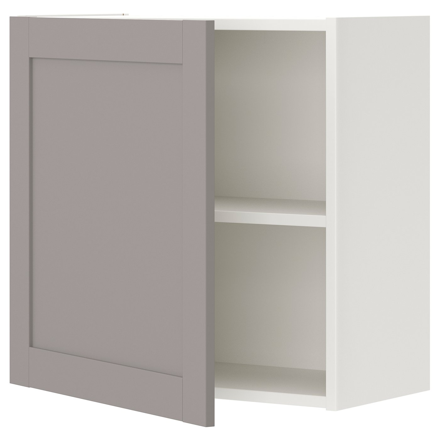 IKEA ENHET väggsk m 1 hyllpl/dr, vit/grå ram, 60x32x60 cm