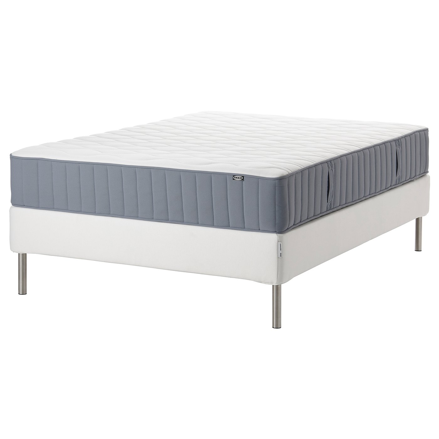 IKEA ESPEVÄR/VÅGSTRANDA kontinentalsäng, vit/fast ljusblå, 140x200 cm