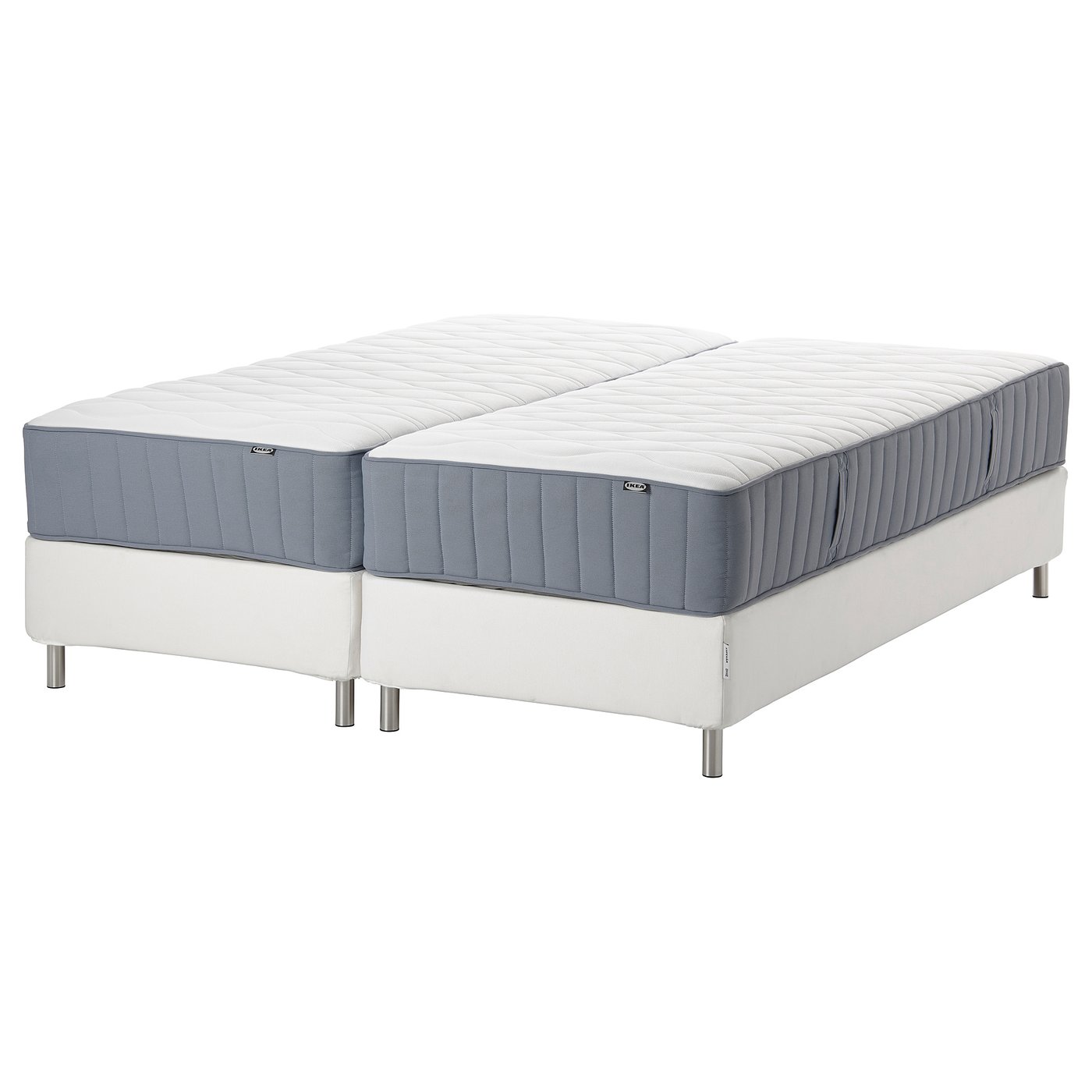 IKEA ESPEVÄR/VÅGSTRANDA kontinentalsäng, vit/fast/medium fast ljusblå, 180x200 cm