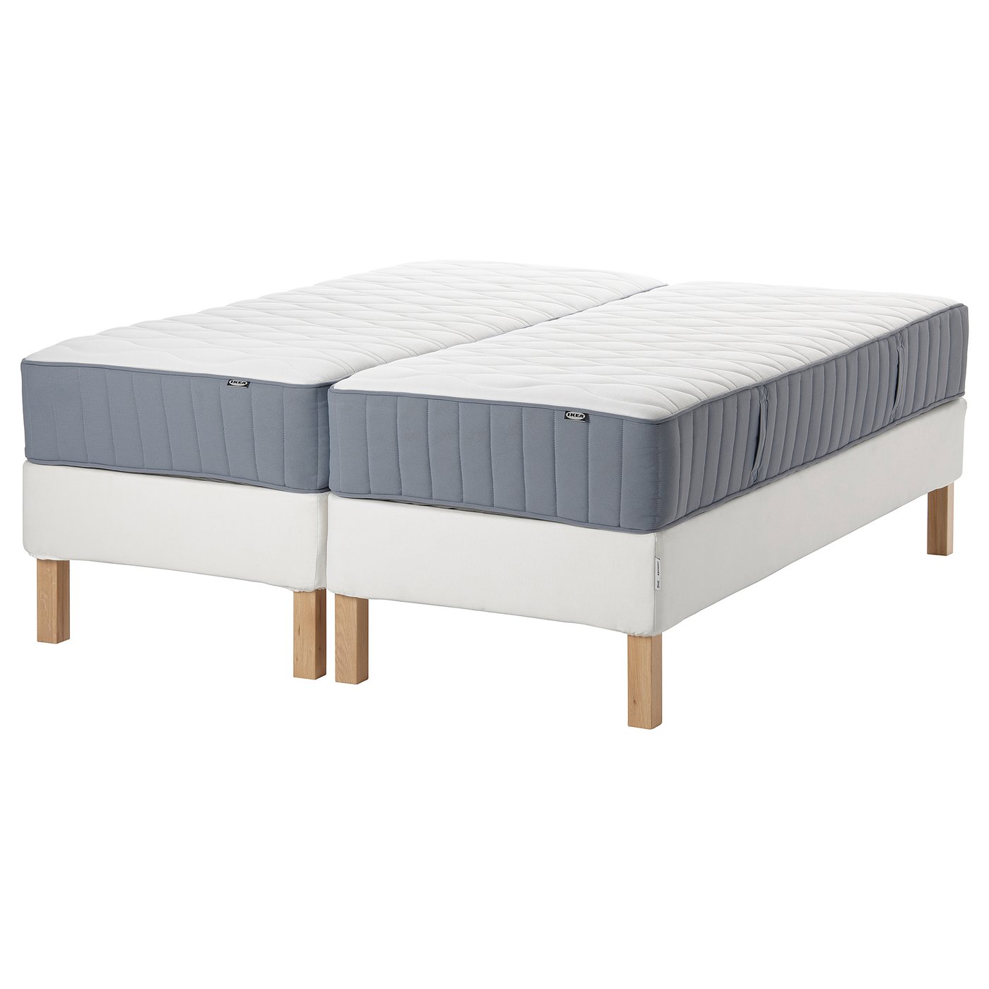 IKEA ESPEVÄR/VÅGSTRANDA kontinentalsäng, vit/medium fast ljusblå, 180x200 cm