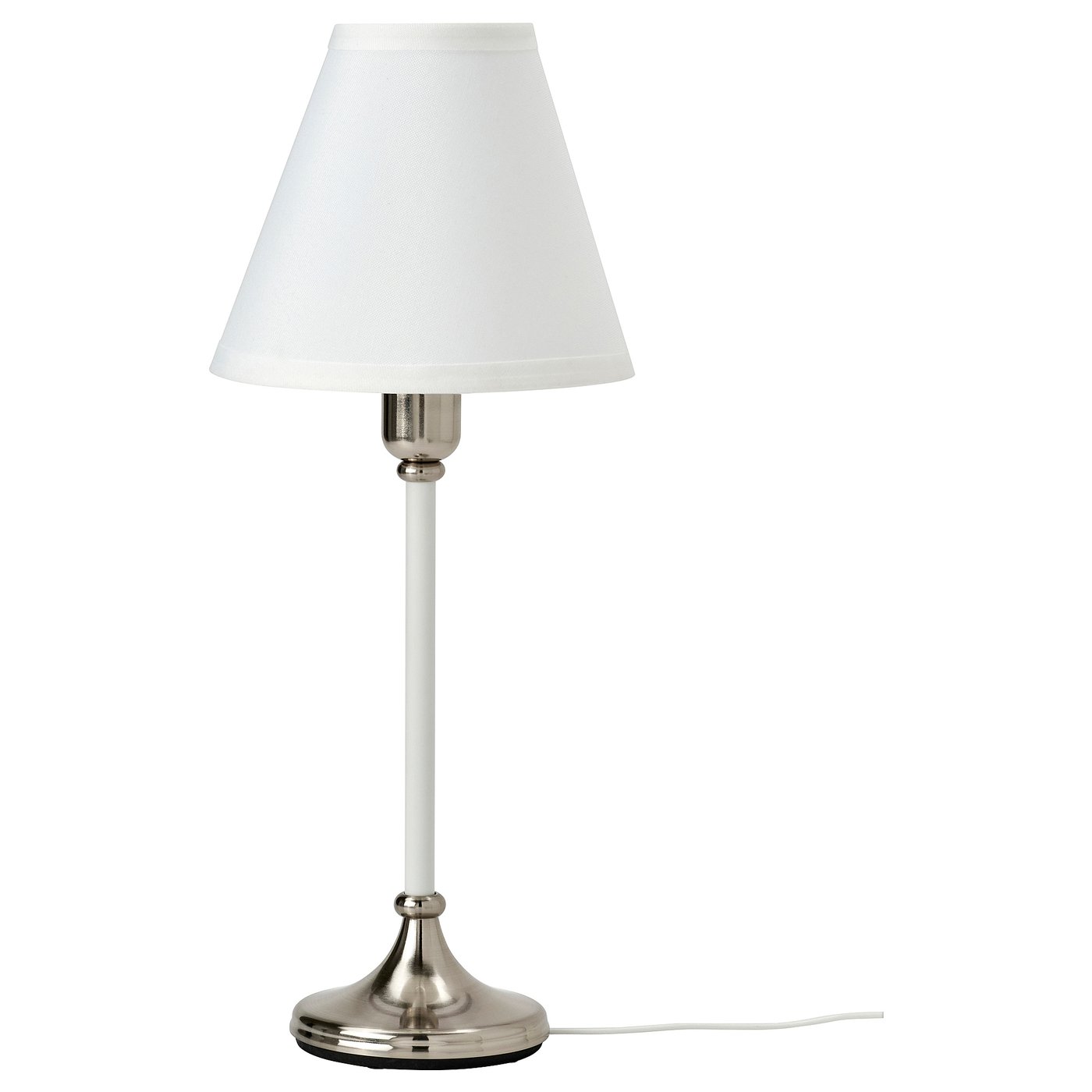 IKEA FLYGHÖJD bordslampa, förnicklad/vit, 54 cm