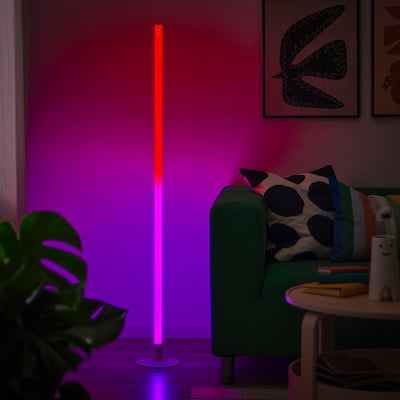 FÖRLIG LED golv/vägglampa, vit/justerbar färg, 132 cm