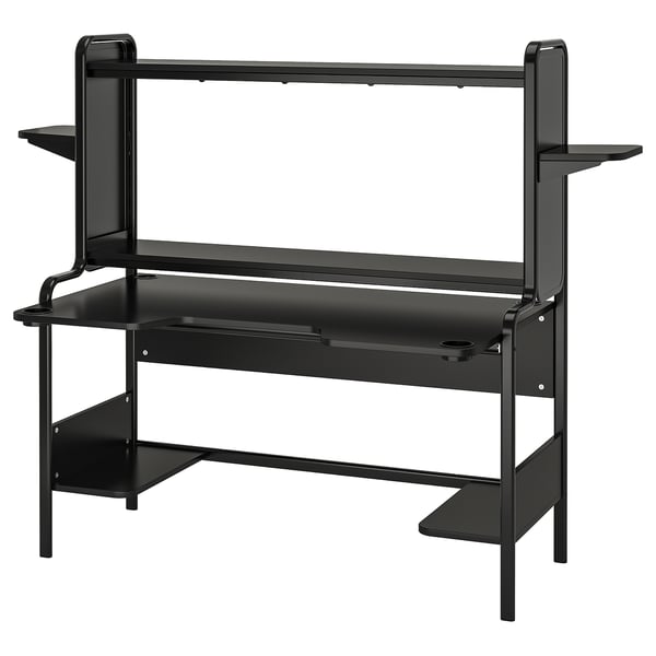 FREDDE Skrivbord för gaming - svart 140/185x74x146 cm