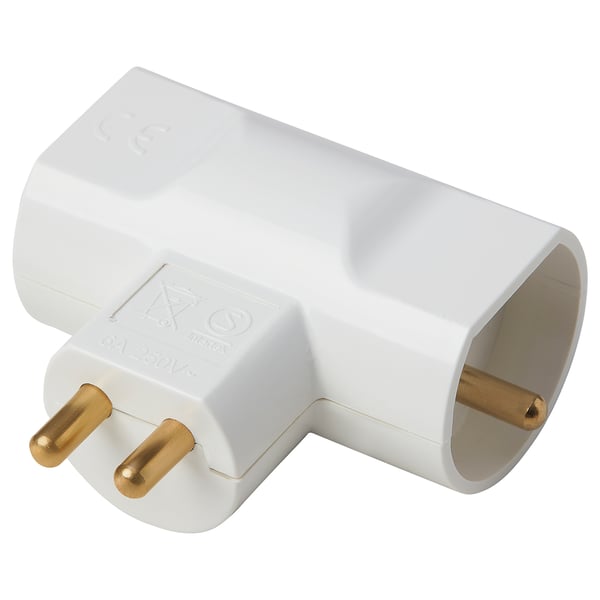FRIBORD vit kontaktadapter, mässingsstift, rektangulär form, slät design.