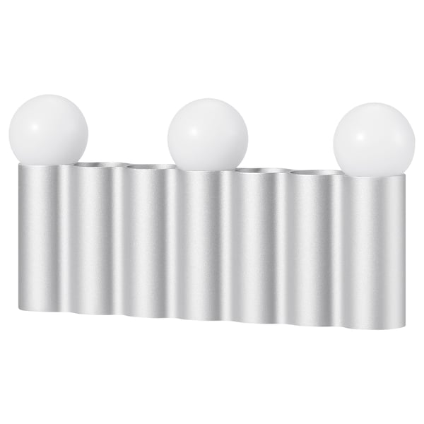 FRÖJDA silver led-ljus: 3 sfäriska glödlampor, vågig bas, skandinavisk stil.