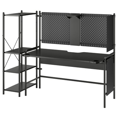 FRÖSKELÅS Skrivbord för gaming, med förvaring/svart