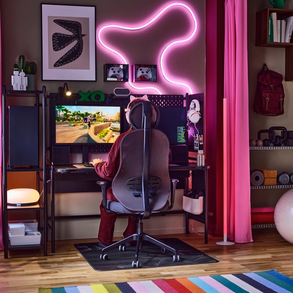 FRÖSKELÅS Skrivbord för gaming, svart, 144x71 cm