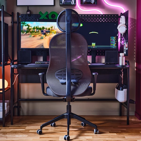 FRÖSKELÅS / UTKLASSNING Skrivbord och stol för gaming, svart/antracit