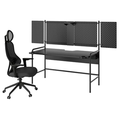 FRÖSKELÅS / UTKLASSNING Skrivbord och stol för gaming, svart/antracit