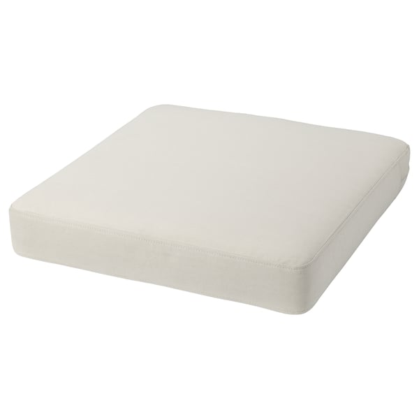 En fyrkantig, beige utomhuskudde med dragkedja och struktur, designad av ikea.