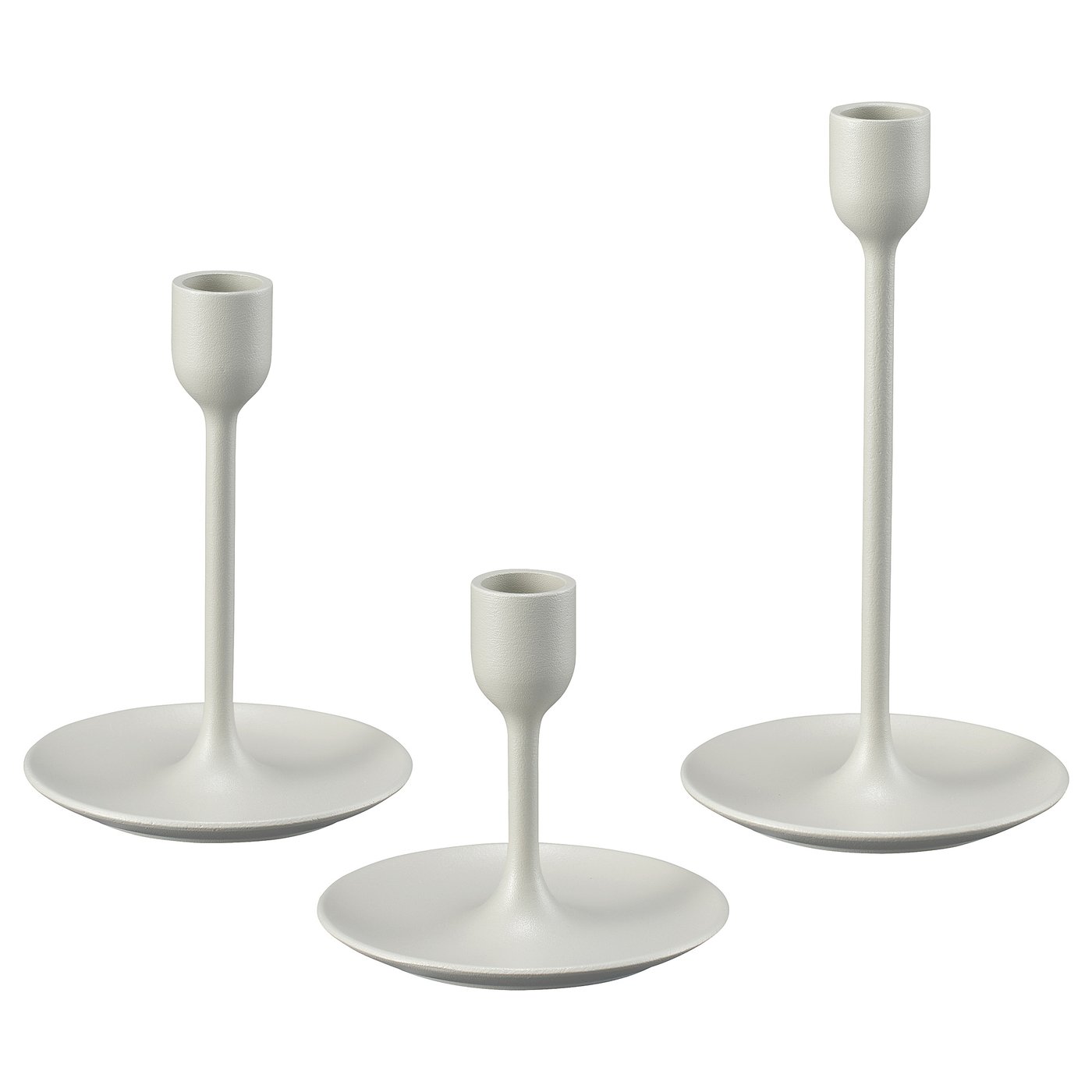 IKEA FULLTALIG ljusstake set om 3, ljusgrå/beige