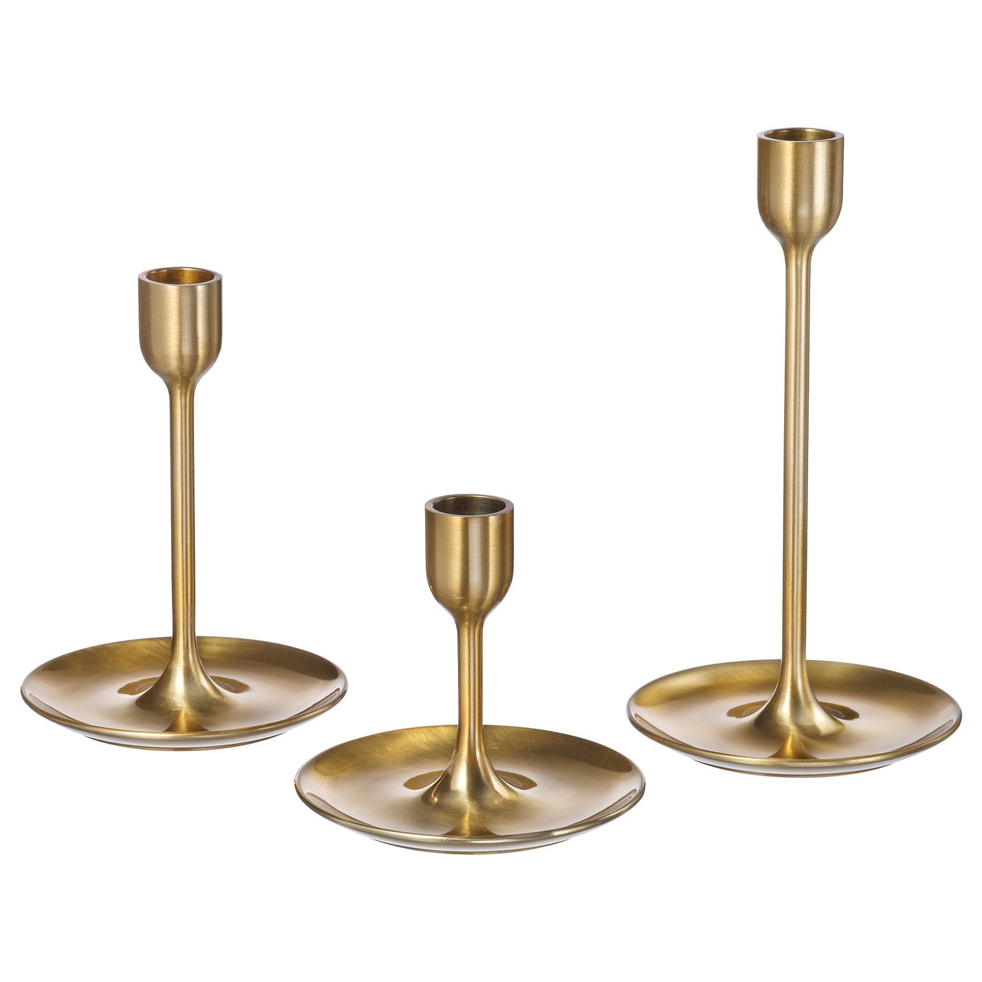 IKEA FULLTALIG ljusstake set om 3, mässingsfärgad