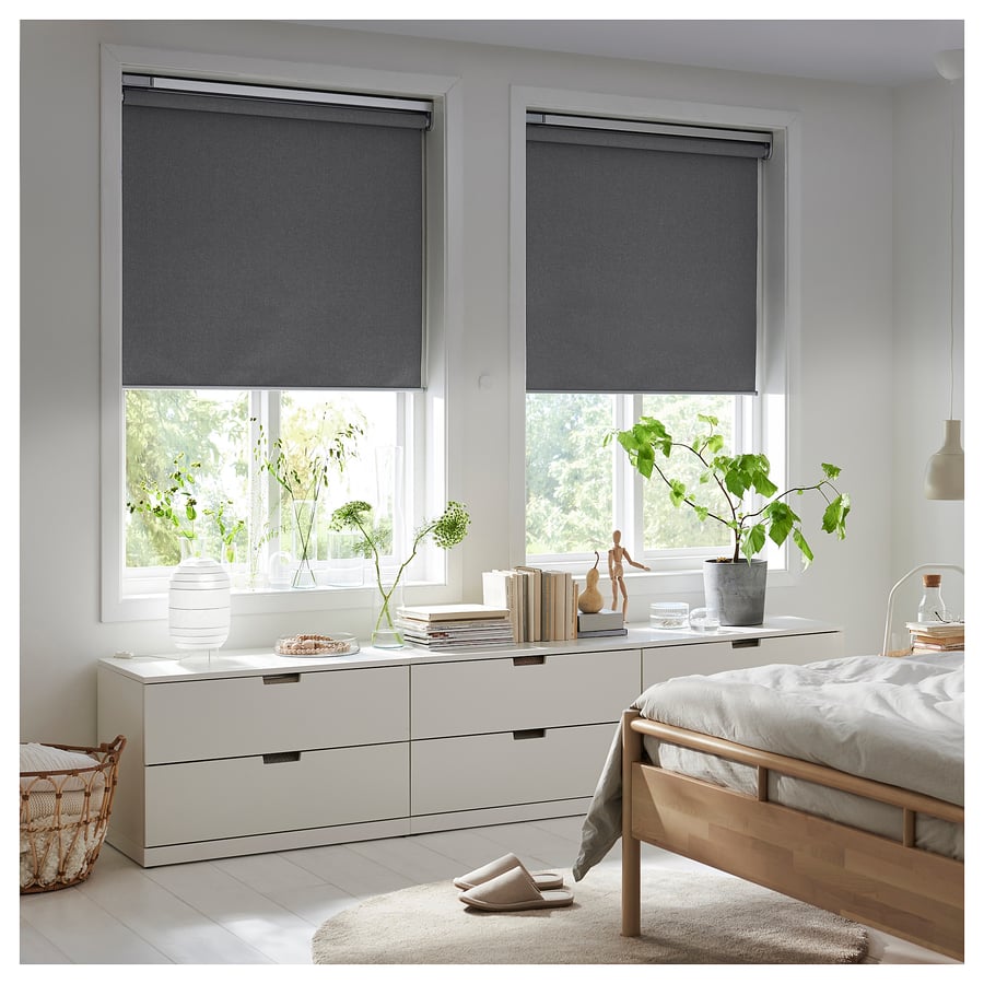 FYRTUR mörkläggande rullgardin med hubkit, grå, 120x195 cm IKEA