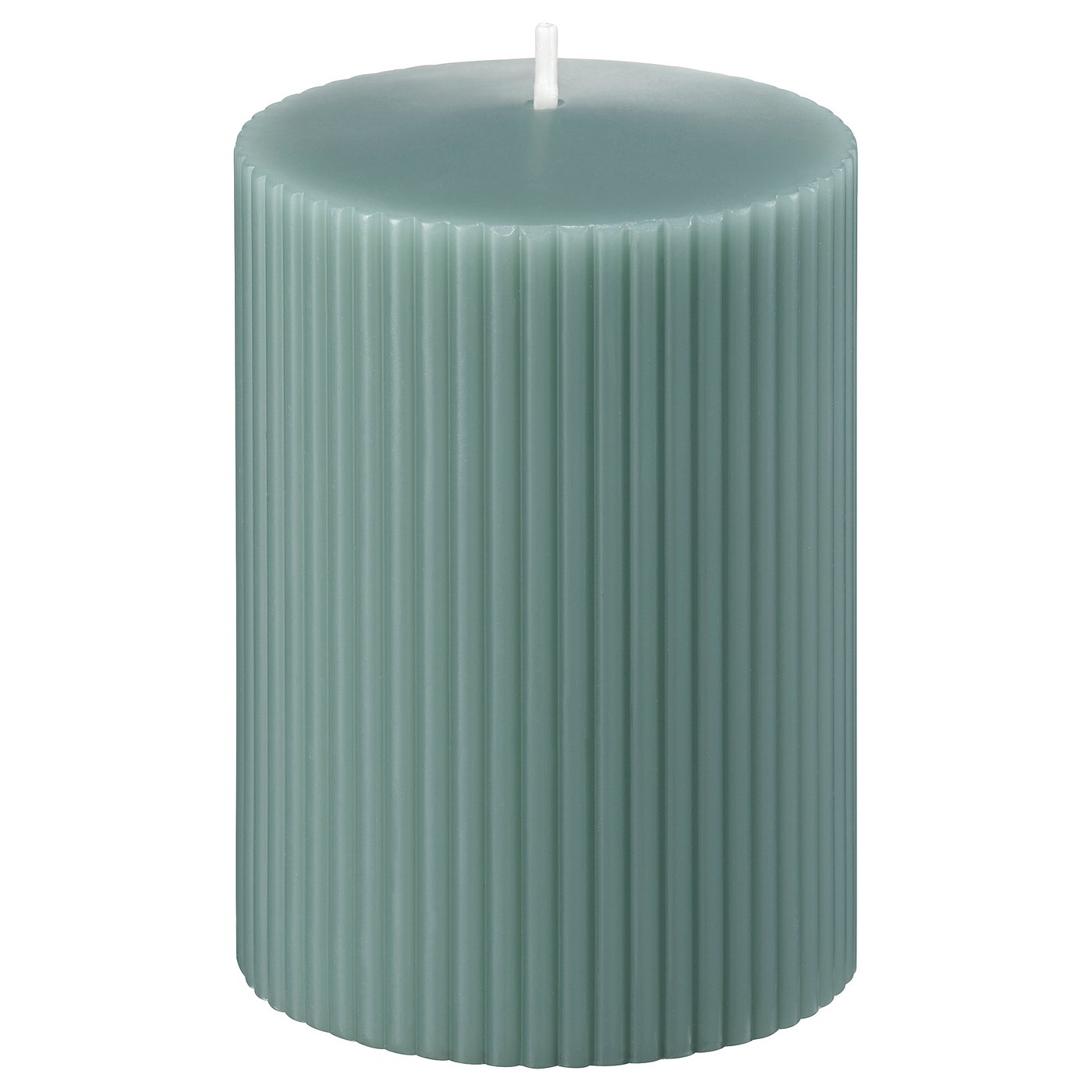 IKEA GLASBJÖRK blockljus utan doft, ljus grågrön, 30 tim.