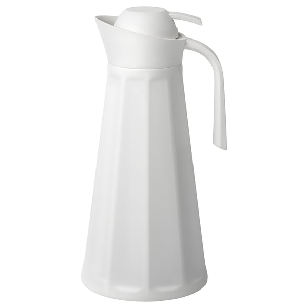 Gokvallå termokanna, snygg design, rostfritt stål och plast, med handtag.