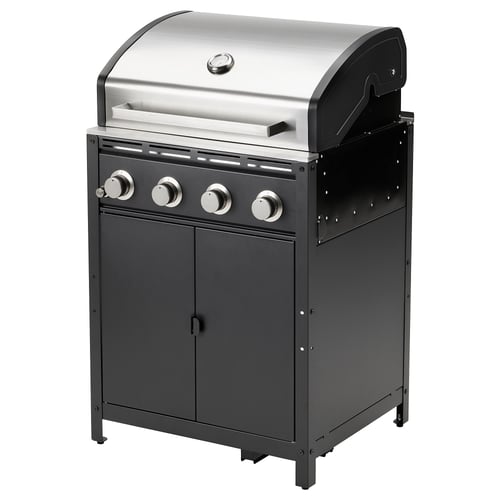 GRILLSKÄR Gasolgrill - svart/rostfritt stål utomhus 72x61 cm