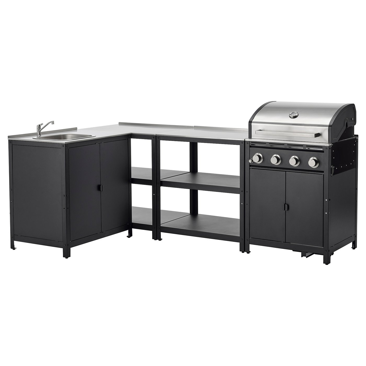 IKEA GRILLSKÄR utekök, rostfritt stål, 244x147 cm