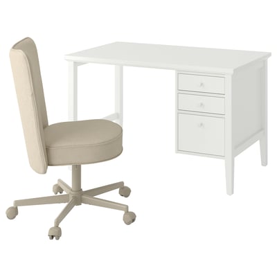 GULLABERG / BRYTNING Skrivbord och stol, vit/beige, 120x65 cm
