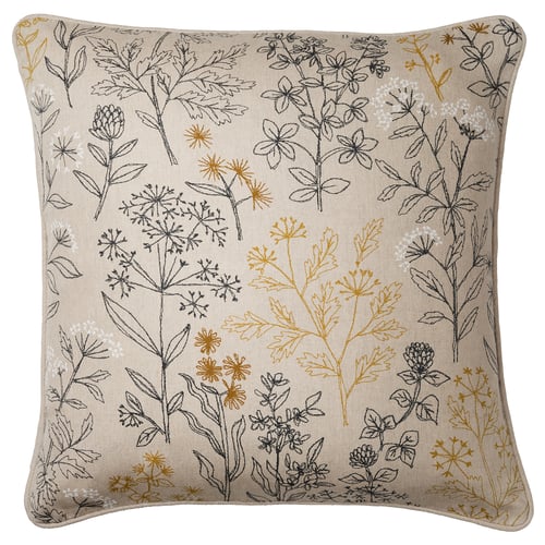 HALLONBUSKE Kuddfodral, oblekt/blommönster, 48x48 cm