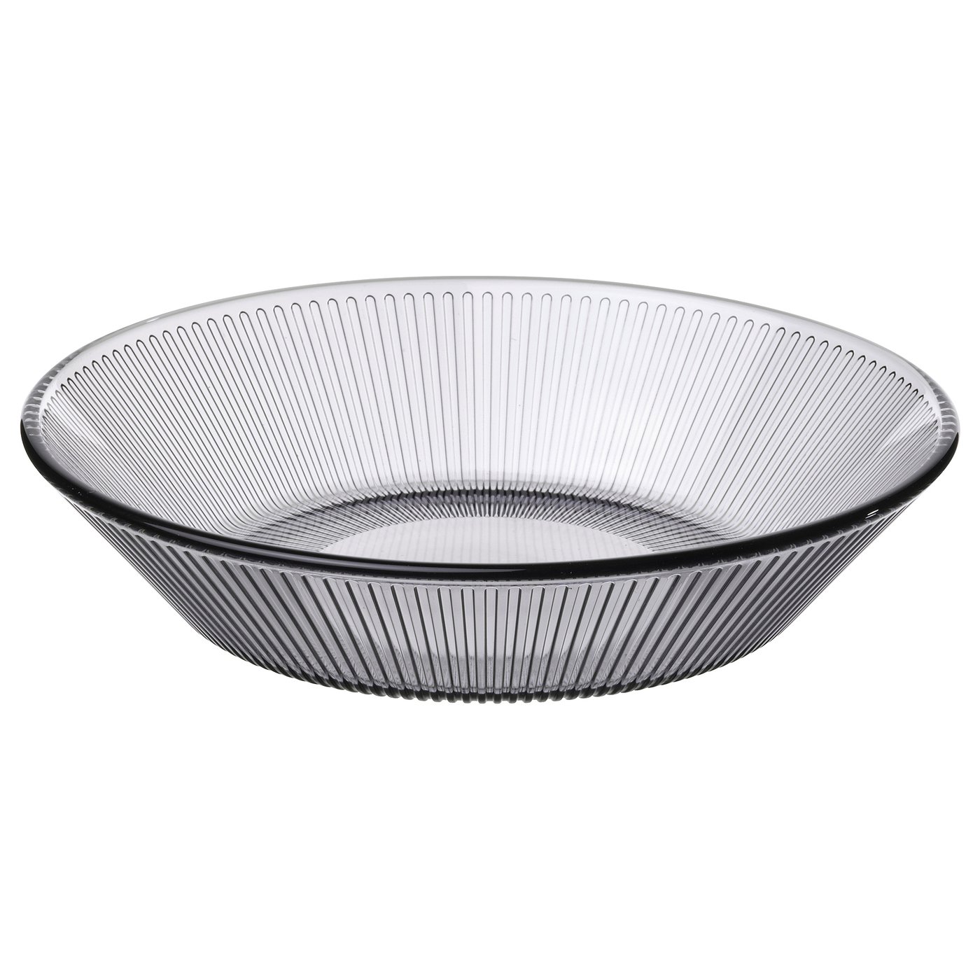 Mattallriken HAVSGÄDDA i grått glas, rund med räfflad design.