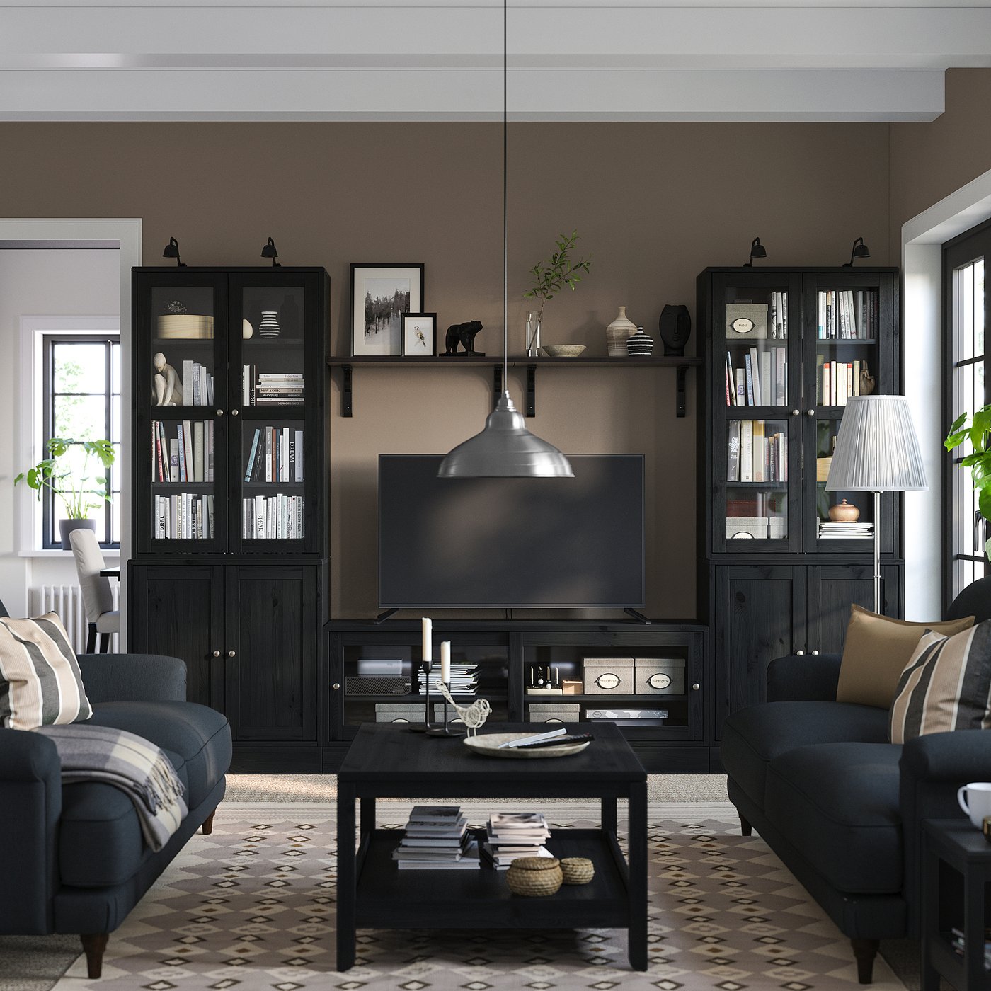 IKEA HAVSTA tv-förvaring kombination/glasdörrar, svart, 322x47x212 cm