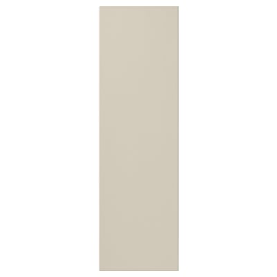 En beige HAVSTORP skåpdörr med släta, moderna linjer, tillverkad av akrylfärg och fiberplatta.