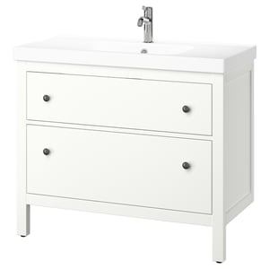 HEMNES / ORRSJÖN Kommod m lådor/tvättställ, vit, 102x49x89 cm