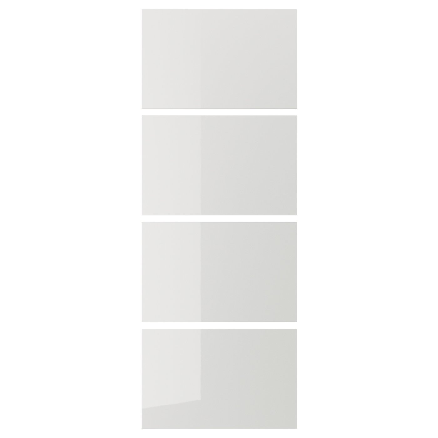 IKEA HOKKSUND 4 paneler till ram för skjutdörr, högglans ljusgrå, 75x201 cm
