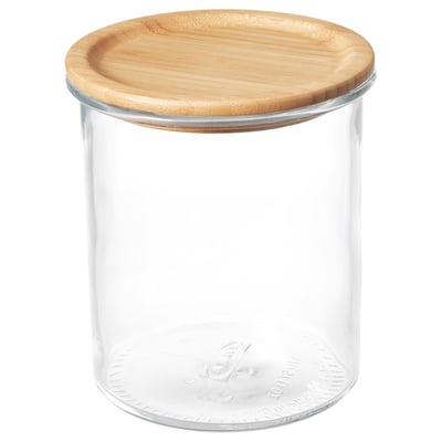 IKEA 365+ Burk med lock, glas/bambu, 1.7 l