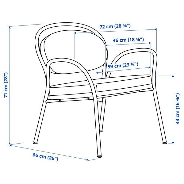 Illustration med mått för produkten: ISMANTORP.