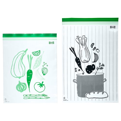 ISTAD Återförslutningsbar påse, mönstrad svart/grön, 4.0/6.0 l