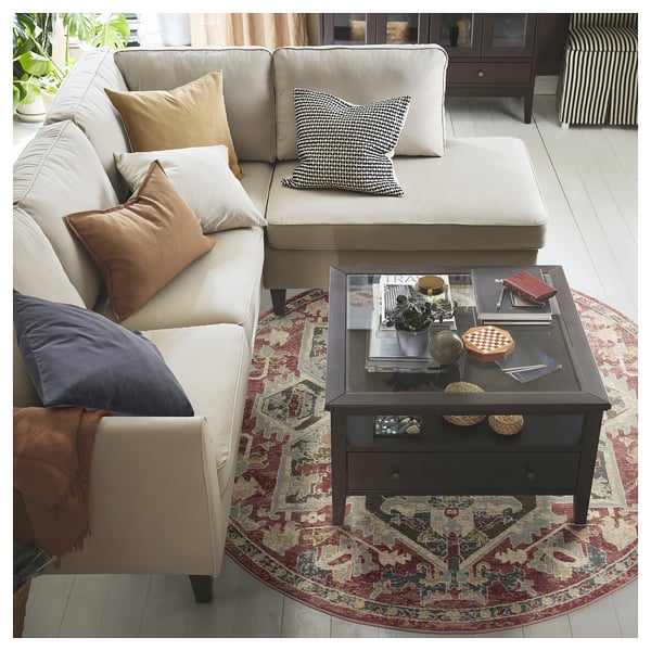 JÄRNVÄG Matta, kort lugg, ornamentmönster rosa/beige, 195 cm