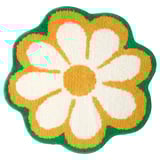 Blomformad grön och gul badrumsmatta, mjuk och varm, kan tvättas i maskin.