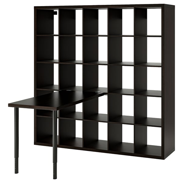 KALLAX / LINNMON Bordskombination - svart/svartbrun 182x139x182 cm