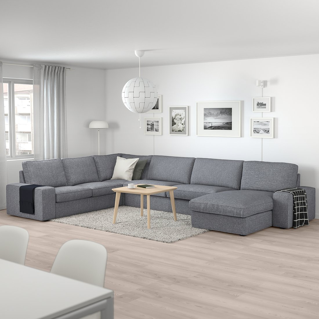 KIVIK Hörnsoffa, 6sits med schäslong, Lejde grå/svart IKEA